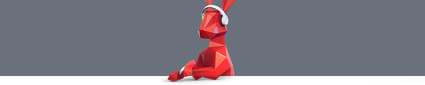 Red hare wearing headphones