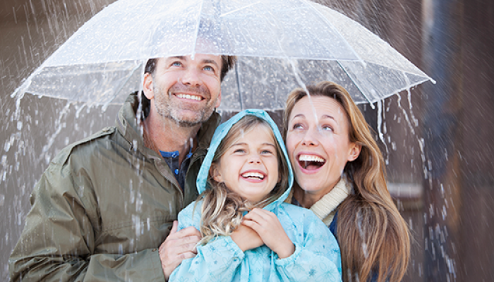 Sheltering under an umbrella