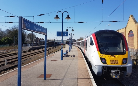 bombadier train at Kings Lynn station