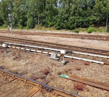 Rail track that's been painted white