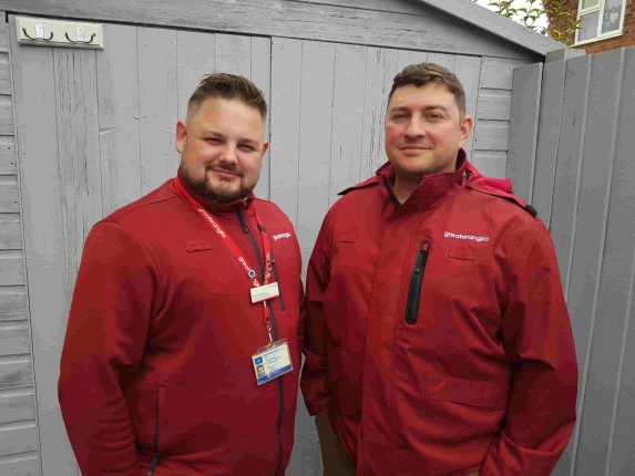 Dean Barnes and Al Collis stood side by side wearing greater anglia uniforms