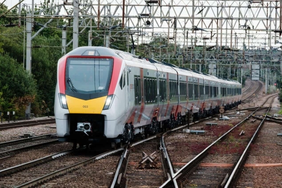 Greater Anglia train on train tracks 