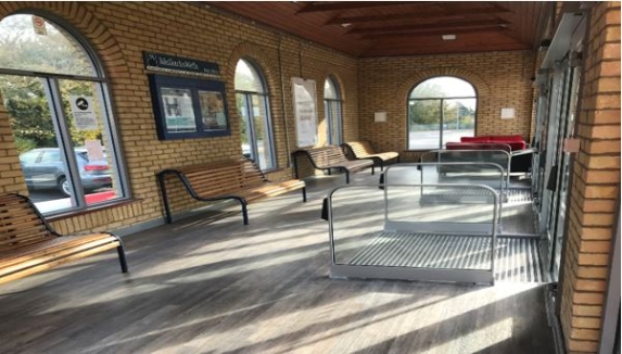 Audley End station's refurbished waiting room