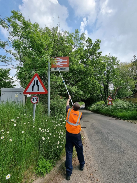 contractor cleaning station sign at Salhouse