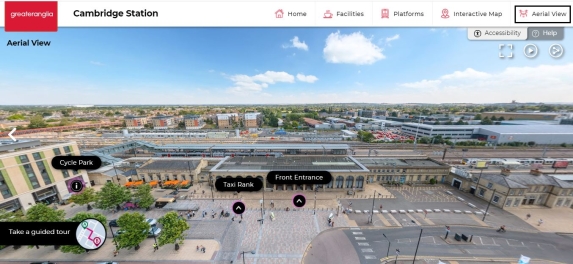 Aerial view of Cambridge station 