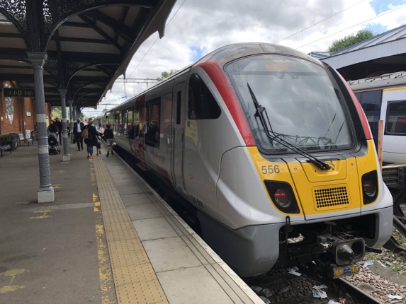 A Greater Anglia train at Hertford East 