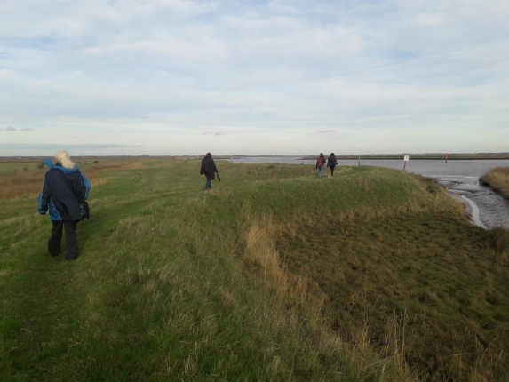 Students walking at Halvergate marshes 