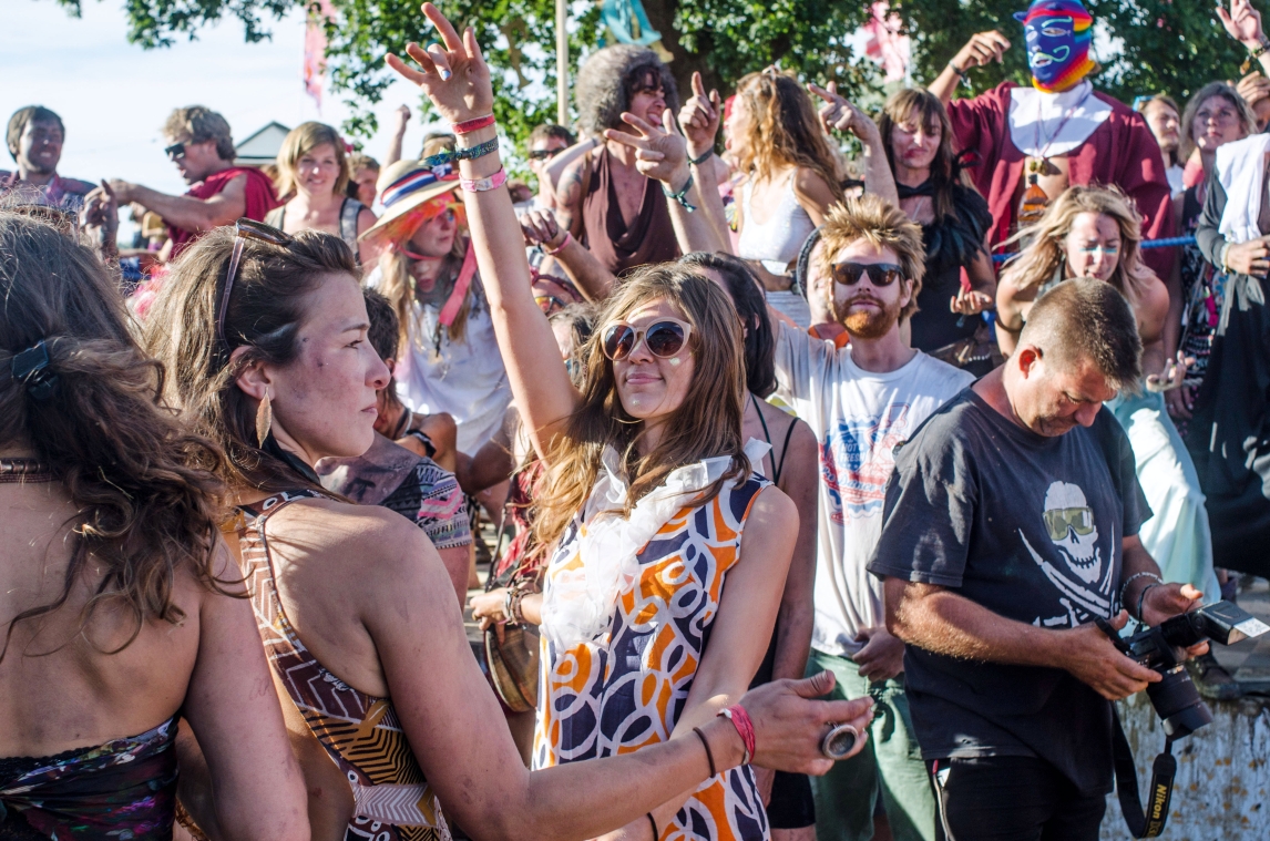 Festival-goers dancing